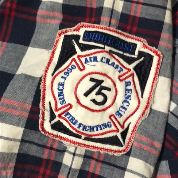 Smoke Rise blue white & red plaid button down - Picture 5 of 7